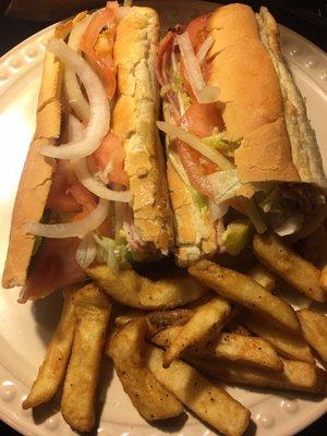 Italian grinder and fries.