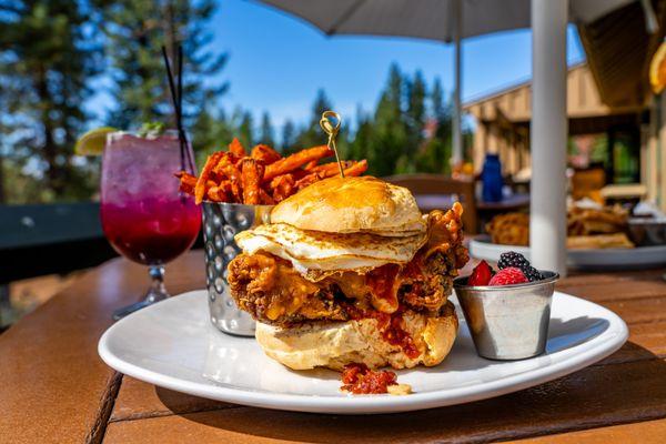 Buttermilk Fried Chicken Breakfast Sandwich - Sunday Brunch Special at The Grille. Rotating brunch specials offered on Sundays from 10am - 1