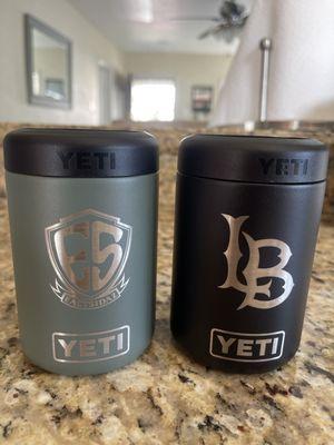 Yeti coolers with laser engraving