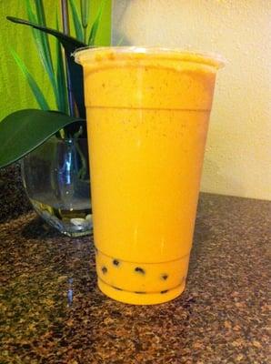 Thai Tea float with boba!