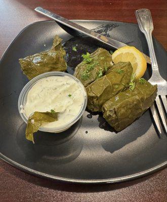 Dolma ($7). Some kind of vegetarian 'paste' stuffed in the leaves. Hard pass.