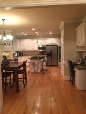 After photo of kitchen with our freshly painted cabinets and walls