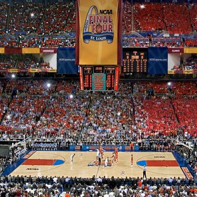 Illinois vs. North Carolina in the 2005 Men's National Basketball Championship. This is a closeup from a larger 9.5" x 36" panoramic photo.