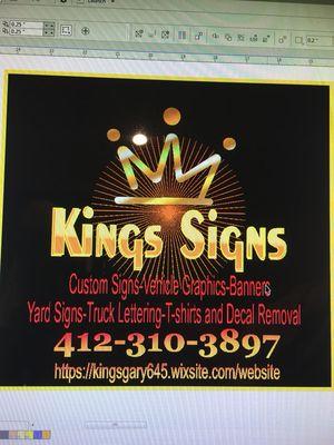 Kings Signs logo with all the contact information