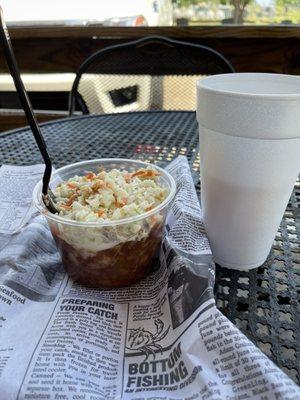 Monday special: Little Dooey Sundae - pulled pork, baked beans, Cole slaw, BBQ sauce