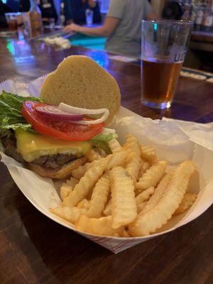 Burger with fries