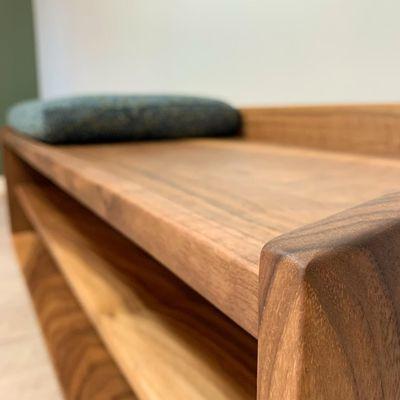 Custom Furniture: Mid Century Bench no. 3 in walnut with cushion