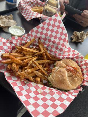 Chubby burger and chubbys fries