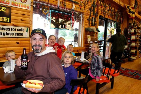 Buffalo hot dogs and ice cold Sioux City Sarsparilla at the Badlands Trading Post!