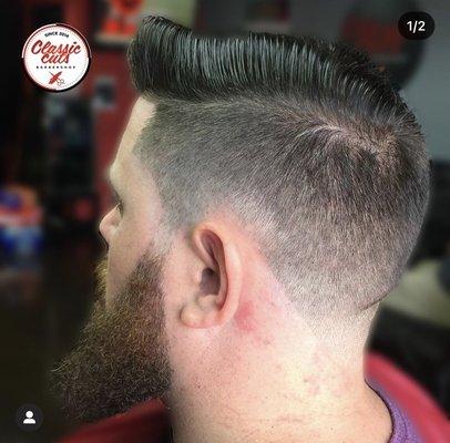 Men's fade /w Comb over and Beard