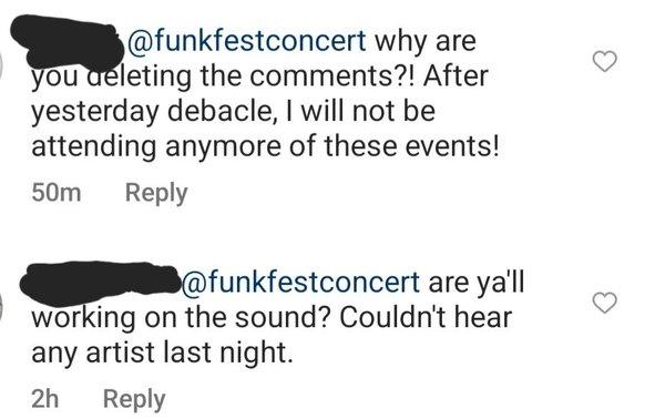 Various people confronting FUNKFEST on Instagram about the issue but the contents were deleted.