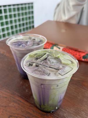 Ube Matcha Lattes