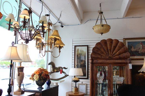 We have a variety of alabaster chandeliers in the entire store!