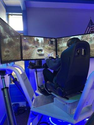 VR racing - he might have crashed a few times