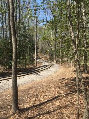 The beginning of the course is by the kids train tracks.