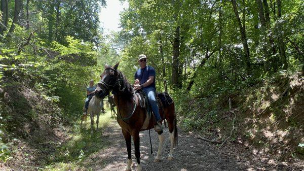 At the end of the trip. This horse's name is Bowp