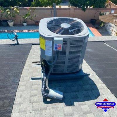 Secured and sealed condenser unit on rooftop allows for additional patio space in your backyard!