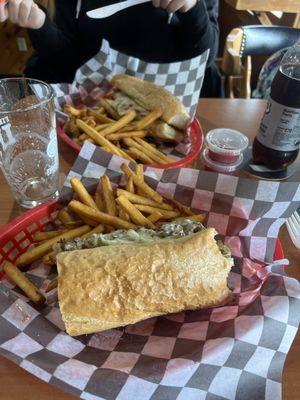 Nothing but the best , meatball sub and great fries for my daughter and a stake bomb.whit jalapeños and fried for me