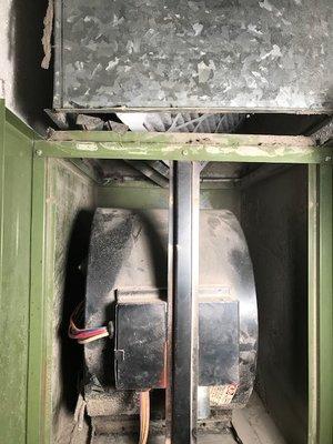 Before shot of 3 ton furnace being replaced in Pittsburg, Ca.