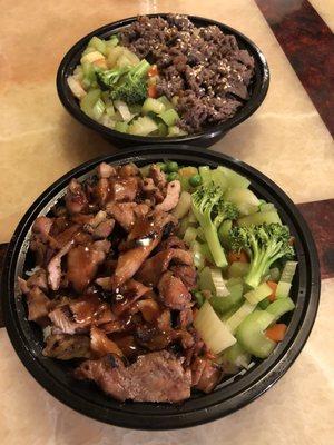 Teriyaki chicken bowl & teriyaki beef bowl