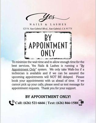 By Appointment Only!