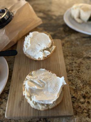 Plain bagel with cream cheese