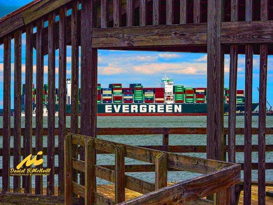 Evergreen Forward Ship stuck in Bay near Down's Park, Sunday, March 20, 2022