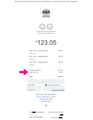 I was shocked to discover a 7% cc surcharge listed on my e-receipt in my inbox when I returned home!