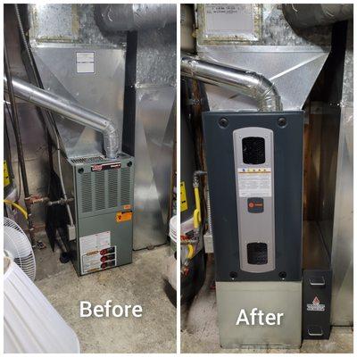 Replaces old furnace with a trane 2 stage variable speed furnace