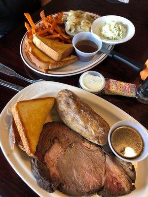 Hamburger Steak on top and King Prime Rib bottom