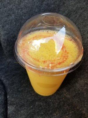 Mango lassi,  it is as good as it is pretty.  My first lassi.