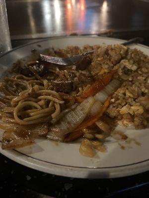 Hibachi Sirloin Steak, Fried Rice, And Noodles