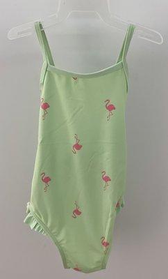 Discounted, my daughter's cute flamingo one-piece swimsuit with crisscross back, cannot believe she went up a size!