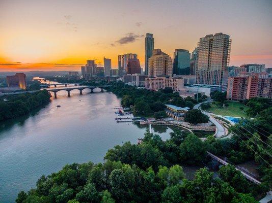 Austin sunset over Lady Bird Lake