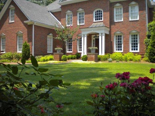 We installed the brick walkway leading up to the house.