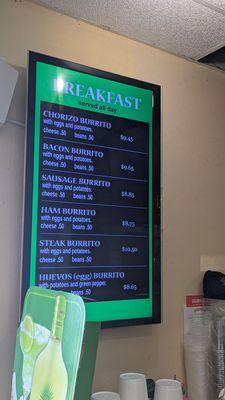 Breakfast All Day 4-2024 From $8.65 Huevos Burrito