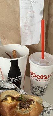 MOOYAH cheeseburger, personal fries and a regular Coke Zero.