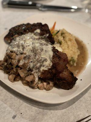 16 Oz ribeye with mushrooms