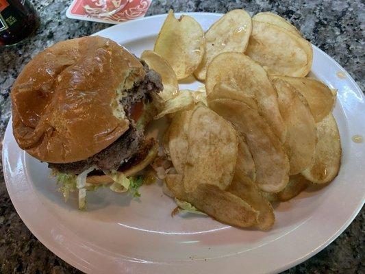 Hamburger and Wing Chips.