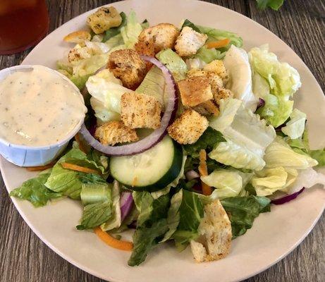 Side Salad with house-made ranch dressing.