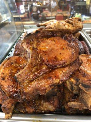 TEXAS size juicy smoked pork chops