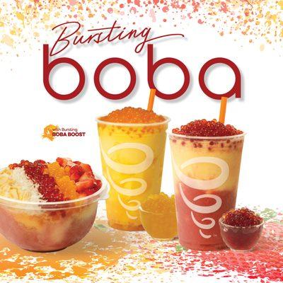 Bursting boba tastes better on all drinks!