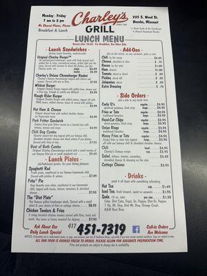 Lunch menu