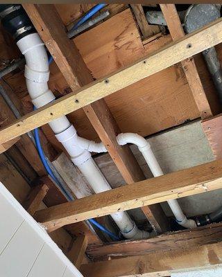 Drain repair in the ceiling.