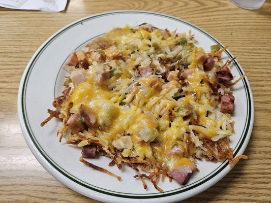 Yummy hash with lots of cheese