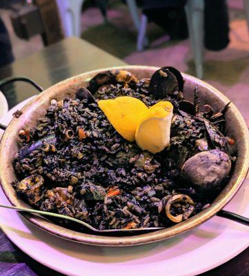 Squid ink Paella de Mariscos