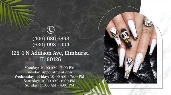 Appointment Announcement at Trendi Nailz & Spa! Call us at (406) 686 6893 or (630) 993 1994.