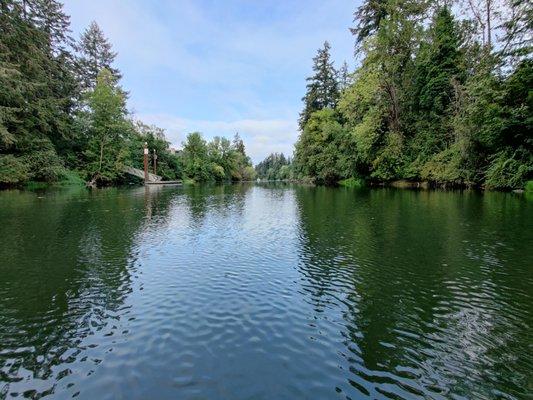 A view from the creek toward the dock