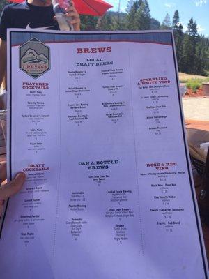 Beverage menu