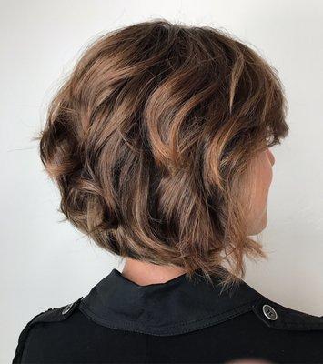 Base and lowlights on this cute bob